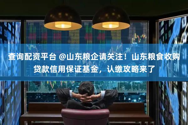 查询配资平台 @山东粮企请关注！山东粮食收购贷款信用保证基金，认缴攻略来了